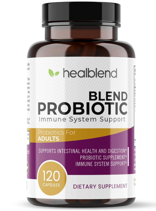 healblend Probiotic Caps Dietary Supplement Capsules, Probiotic for Women and for Men Digestive Health, Immune System Support, Non-GMO, Gluten-Free, 120 Veg Caps - Maple Wellness Supplements