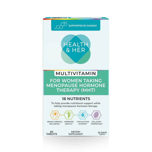 Health & Her Multivitamin for Women Taking Menopause Hormone Therapy (MHT/HRT) - Supplements for Women - Nutrition and Wellbeing Support - 1 Month Supply, 60 Tablets - Vegan & Gluten Free - Maple Wellness Supplements