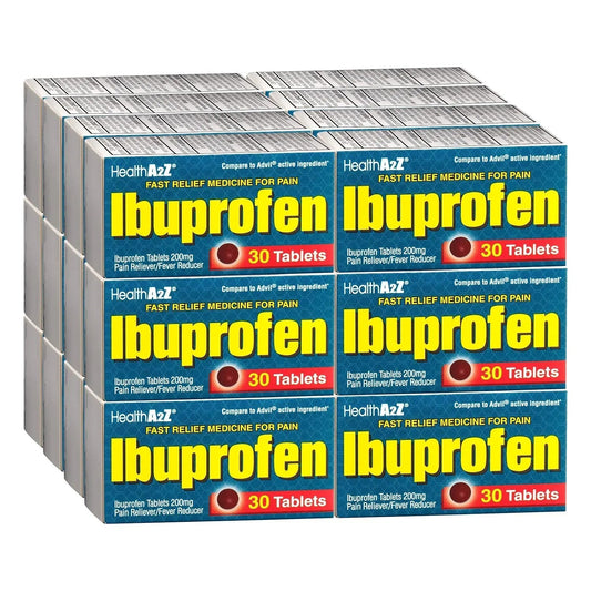 HealthA2Z® Ibuprofen Caplets 200mg | Pain Reliever & Fever Reducer | 24 Packs of 30 Tablets (720 Tablets Total) | Value Pack | NSAID - Maple Wellness Supplements