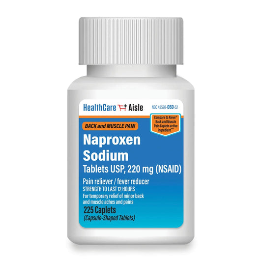 HealthCareAisle Naproxen Sodium, 220 mg - 225 caplets - Back and Muscle Pain Reliever, Up to 12 Hours of Relief - Maple Wellness Supplements