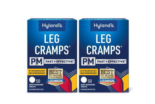 Hyland's Leg Cramps PM, Relief of Nighttime Leg, Calf, and Foot Cramps, 50 Quick-Dissolving Tablets 2-Pack (100 Total) - Maple Wellness Supplements