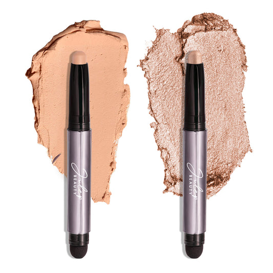 Julep Eyeshadow 101 Crème-to-Powder Waterproof Eyeshadow Stick Duo – Long-Lasting, Crease-Proof, Easy Apply with Built-in Smudger - Desert & Champagne - Maple Wellness Supplements