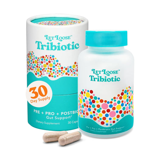 Let Loose Daily Tribiotic Pills - Probiotics, Prebiotics, and Postbiotics to Feed Your Microbiome and Support Smooth Daily Digestion, Gut Health, Gut Lining Repair for Women and Men, 30 Capsules - Maple Wellness Supplements