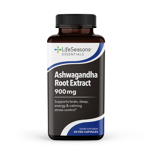 LifeSeasons Essentials Ashwagandha - Stress & Sleep Support Supplement - Calm & Focused Mind - Improves Athletic Performance & Brain Function - 900mg per 2 Capsules - 60 Capsules - Maple Wellness Supplements