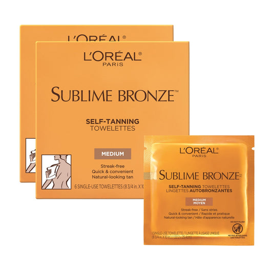 L'Oreal Paris Sublime Bronze Self Tanning Towelettes, Streak-Free, Natural Looking Tan, 6 ct - Maple Wellness Supplements