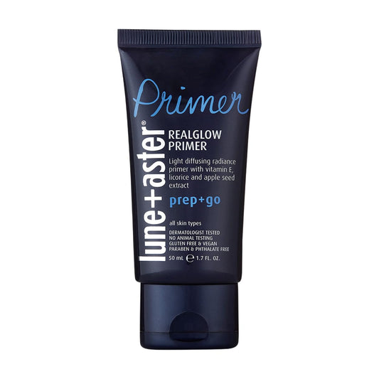 Lune+Aster RealGlow Primer - Sheer Primer For Glowy, Radiant Skin | Contains Vitamin E, Licorice Extract | For All Skin Types | Vegan & Gluten Free | Derm & Allergy Tested | Made in USA - 1.7 Fl. Oz - Maple Wellness Supplements