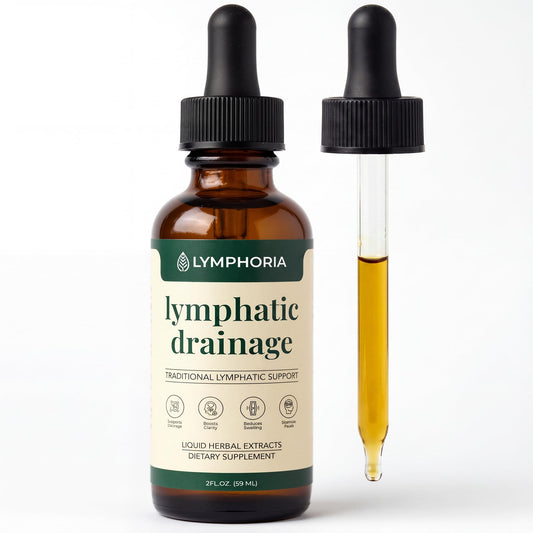 LYMPHORIA Lymphatic Drainage Drops for Bloat Relief & De-Puff – Cleavers, Red Clover, Stillingia Root & Prickly Ash Bark – Lymph Node Detox Cleanse, Fluid Retention – Alcohol-Free, Vegan, 2 Fl Oz - Maple Wellness Supplements