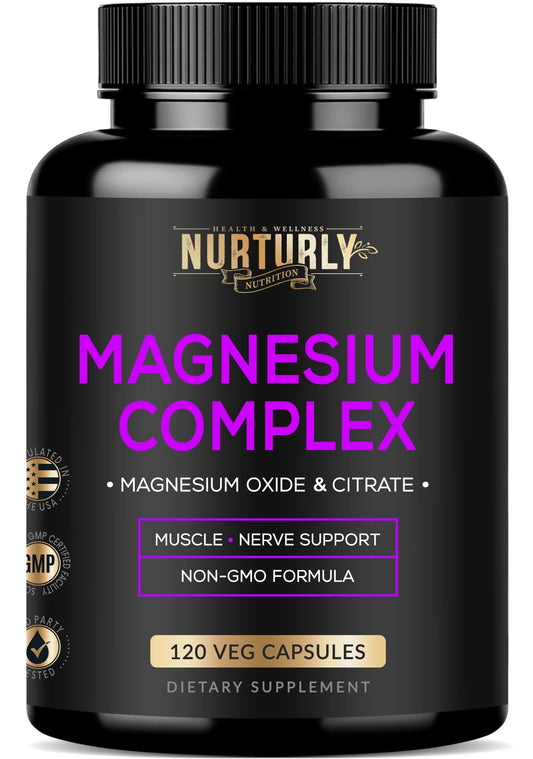 Magnesium Citrate & Oxide 500mg Complex Supplement - High Absorption Maximum Strength - Helps Support Bone Density and Strength, Muscles, Energy and Sleep - 120 Vegan Capsules - Maple Wellness Supplements
