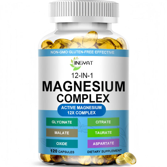 Magnesium Complex Softgels - 12-in-1 Magnesium Supplement with Glycinate,Citrate,Malate,Oxide,Taurate - High Absorption Magnesium Complex for Women & Men for Muscle, Heart, Sleep, Bone, Nerve Support - Maple Wellness Supplements