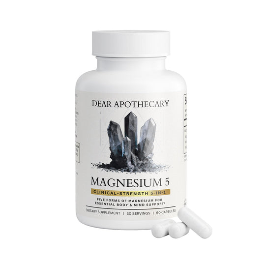 Magnesium Complex Supplement - 5 Forms Citrate Glycinate Malate Oxide Aquamin - Multi Magnesium Blend - High Absorption Chelated - Essential Mineral - Non-GMO Gluten-Free - 60 Capsules - Maple Wellness Supplements