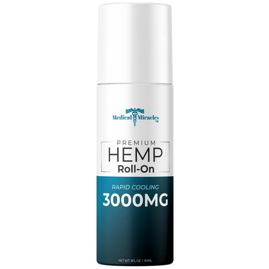 Medical Miracles New Hemp Oil Roll On - Ideal for Muscles, Hips, Joints, Neck, Back, Elbows, Fingers, Hands, and Knees (3000mg Roll-On) - Maple Wellness Supplements