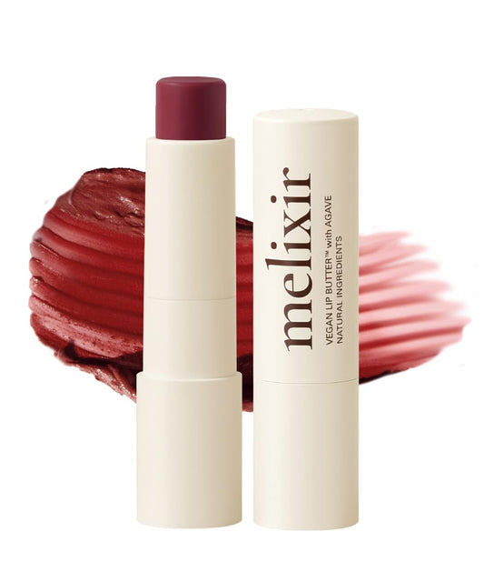 Melixir Vegan Lip Butter (12 Colors), Hydrating Tinted Lip Balm Stick, Bee-Free, Petrolatum-Free, Plant-Based, Moisturizes Dry & Chapped Lips With Shea Butter, Sheer, Natural Finish - 11 Autumn Rain - Maple Wellness Supplements