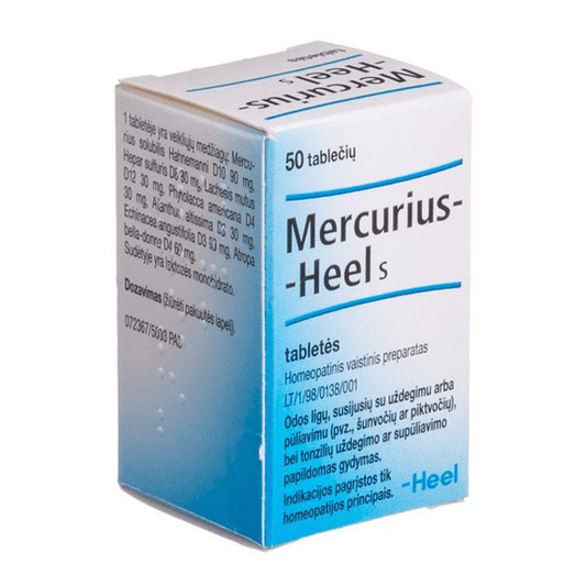 Mercurius-Heel S Homeopathic Tablets N50 - skin conditions, inflammation, suppuration - Maple Wellness Supplements