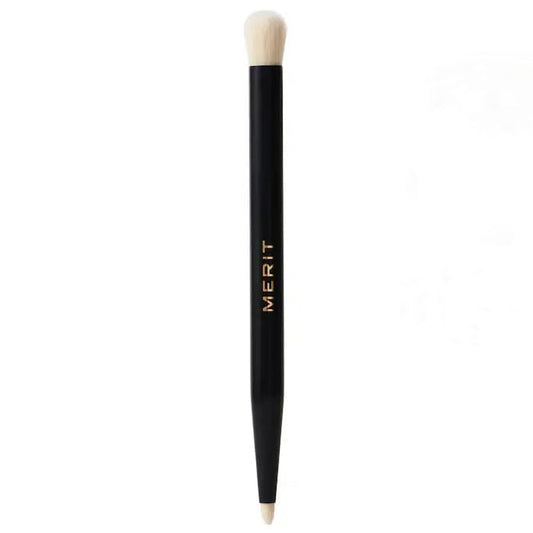 MERIT - Double-Sided Eyeshadow Brush - Dual-Ended Makeup Brush for Precise Application, Blending, and Smooth Pigment Distribution - Soft Synthetic, Vegan & Travel-Friendly - Maple Wellness Supplements