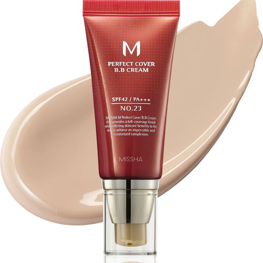 MISSHA M Perfect Cover BB Cream No.23 Natural Beige -Light/Medium with Cool/Neutral Undertone SPF 42 PA +++ 1.69 Fl Oz - Tinted Moisturizer for face with SPF - Maple Wellness Supplements