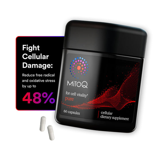 MitoQ Pure Advanced Mitochondria Supplement Superior Bioavailability to CoQ10 | Reduces Free Radical Damage for Healthy Aging, Metabolism, Heart Health, Energy, Strength & Mobility - Maple Wellness Supplements