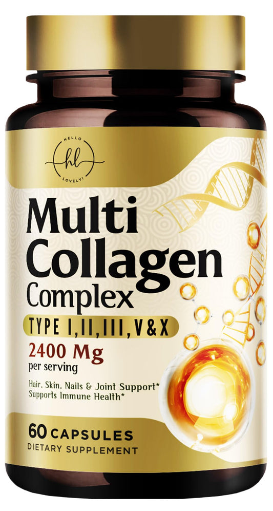Multi Collagen Peptides for Women & Men - 2400mg per Serving - Best Hydrolyzed Collagen Complex with Type I, II, III, V, X - Hair, Skin, Nails & Joint Support - Maple Wellness Supplements