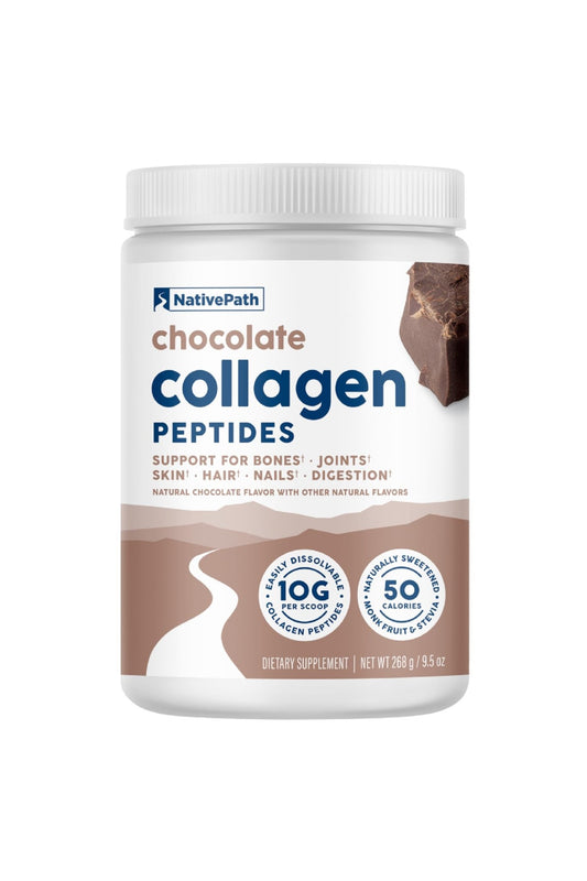 NativePath Collagen Peptides - Hydrolyzed Type 1 & 3 Collagen. Keto & Paleo Grass-Fed Protein Powder for Hair, Skin, Nails, Bones, Joints, Digestion and More - No Gluten or Dairy (Chocolate, 268g) - Maple Wellness Supplements