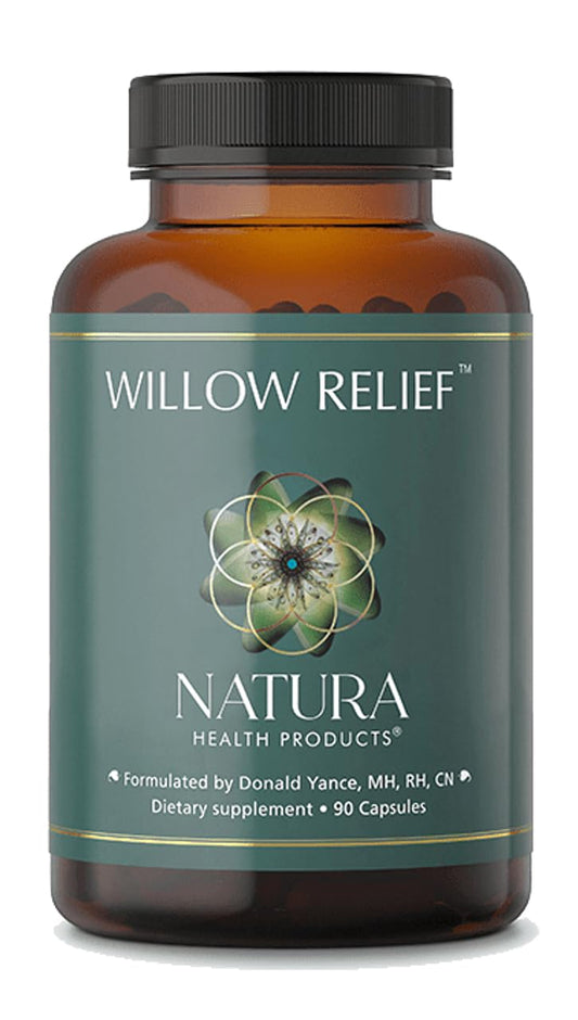 Natura Health Products Willow Relief Supplement - Enhances Muscle Relaxation - Featuring White Willow Bark, Turmeric, Boswellin Super Indian Frankincense, Corydalis Rhizome (90 Capsules) - Maple Wellness Supplements