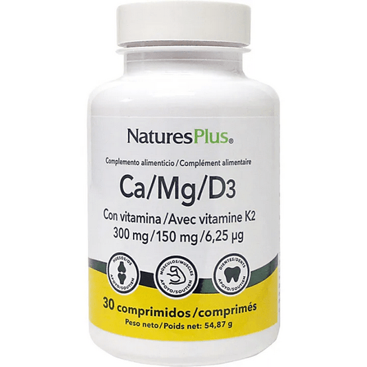 Natures Plus Calcium Magnesium Vitamins D3 and K2 30 tablets - Maple Wellness Supplements