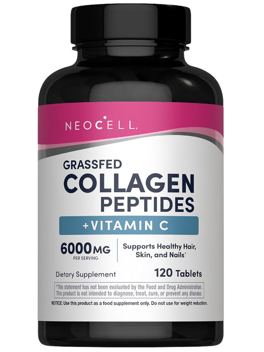 NeoCell Super Collagen with Vitamin C, 120ct Collagen Pills, Non-GMO, Grass Fed, Paleo Friendly, Gluten Free, Collagen Peptides Types 1 & 3 for Hair, Skin, Nails and Joints - Maple Wellness Supplements