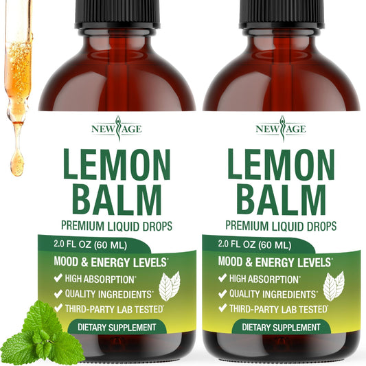 NEW AGE Lemon Balm Tincture - Mood Support Supplement - Lemon Balm Leaf Extract Drops - Vegan, Sugar & Alcohol-Free Calming Supplement - 4 fl oz - Maple Wellness Supplements