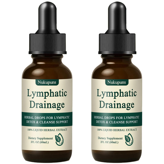 Nukupuns Lymphatic Drainage Drops, Lymphatic Drainage Supplements, Herbal Blend-Lymph System Support, Lymphatic Drainage, Vegan & Non-GMO (2pcs) - Maple Wellness Supplements