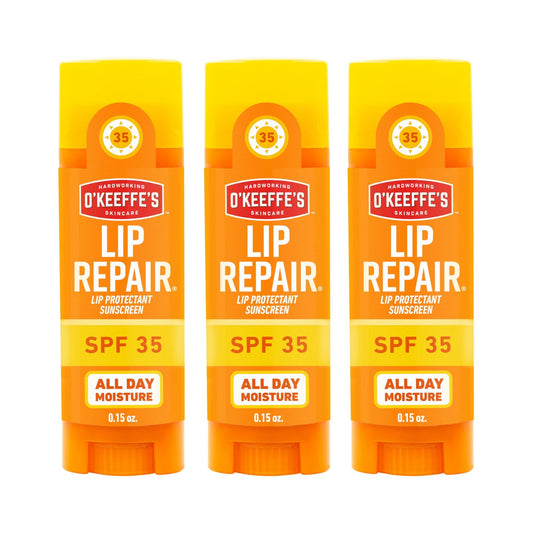 O'Keeffe's Lip Repair SPF 35 Lip Balm - Stick (3 Pack) - Sun-Safe Moisturizer for Extremely Cracked, Dry Lips - Maple Wellness Supplements